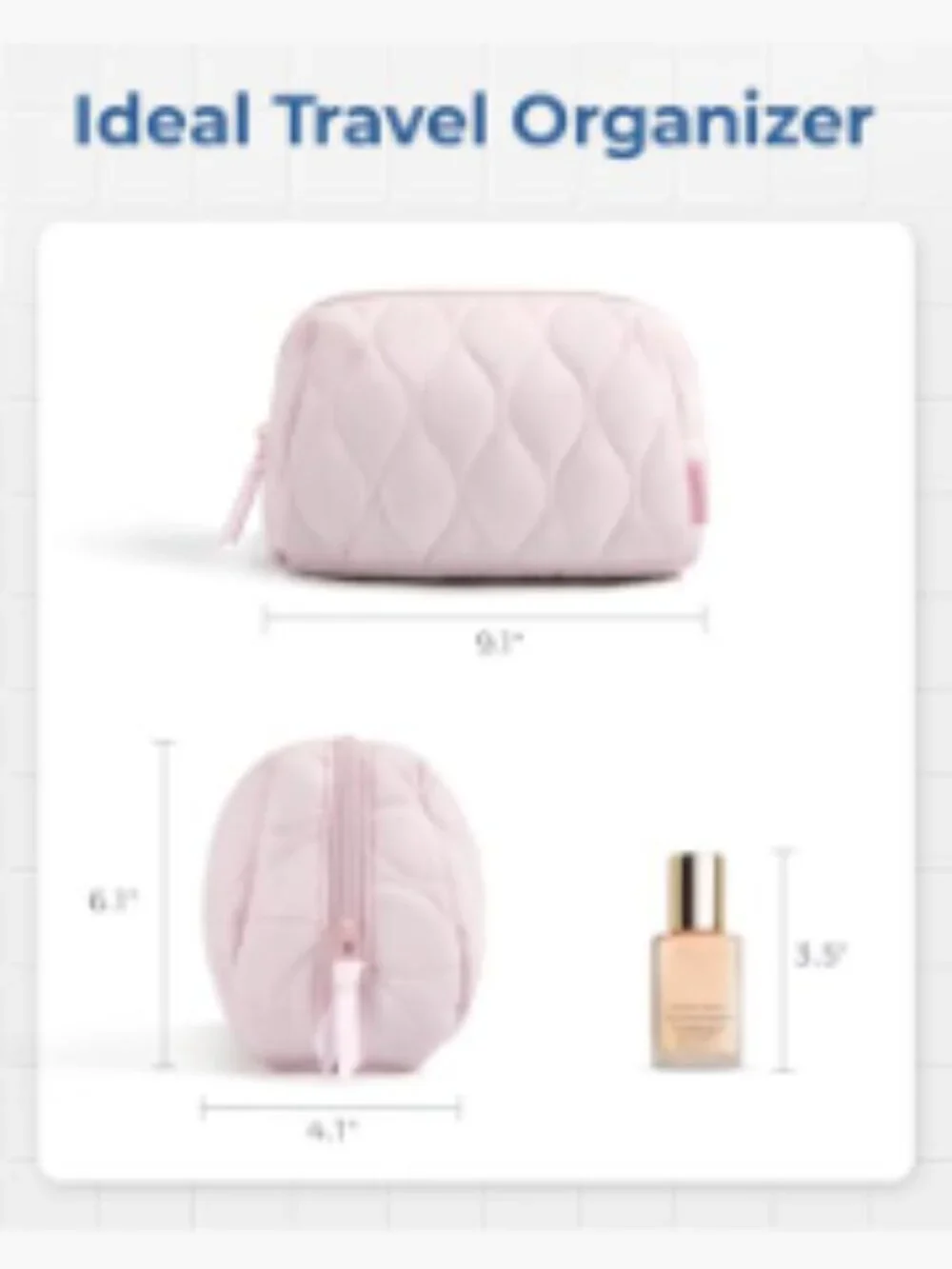 Makeup Bag Travel Cosmetic Organizer Pouch Padded Wide Opening Toiletry Case